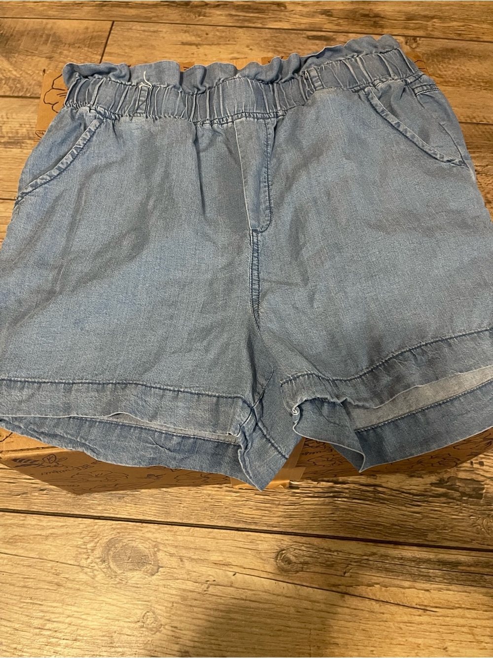 Thread & Supply Light Blue Elastic Waist Denim Shorts